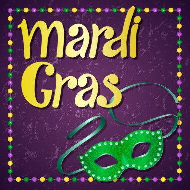 Mardi Gras partisi. Karnaval maskesi parlak parıltı doku ile. Venedik Karnavalı mardi gras parti. Karnaval sembolü ile vektör tasarımı 