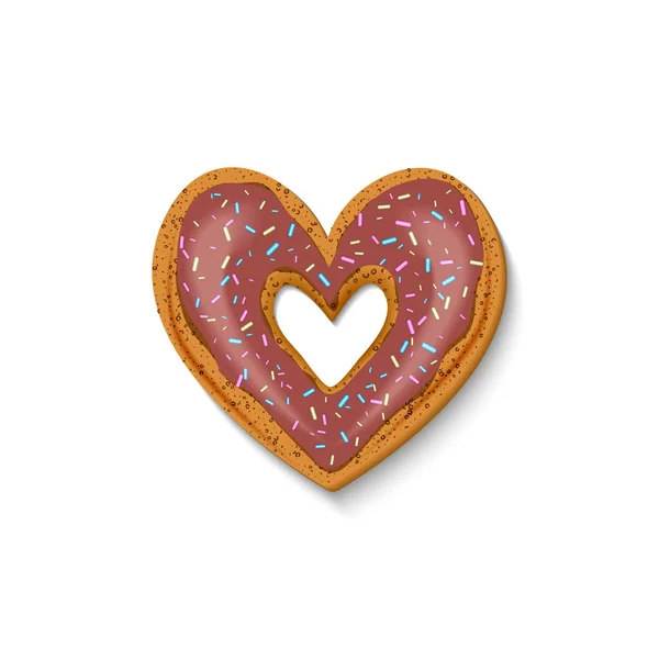 Weihnachtsplätzchen Herzform Süße Weihnachts Lebkuchen Schokoladenglasur Zum Valentinstag Vektorillustration Für — Stockvektor