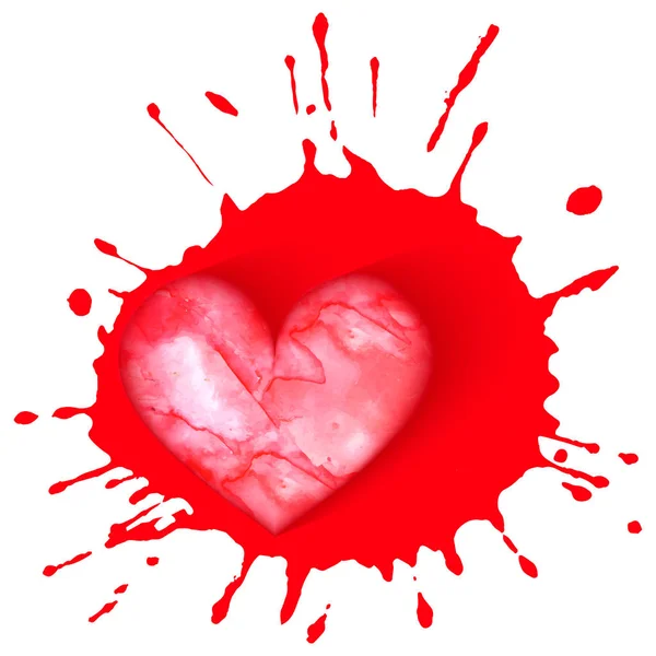 Sulu Boya Boyalı Pembe Kalp Tasarımınız Için Öğe Tablo Kalp — Stok Vektör