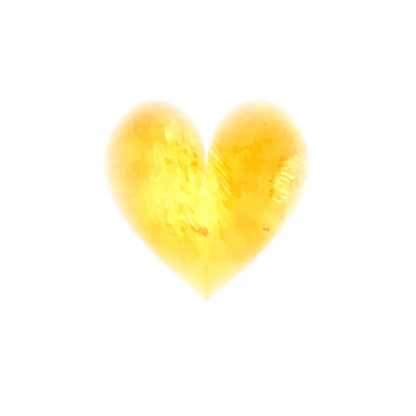 水彩画为黄色的心 元素为您的设计 心灵的绘画 情人节 婚礼卡 母亲节 爱情和关系 情人节 向量例证 — 图库矢量图片