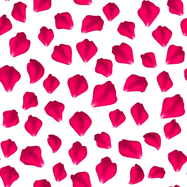 玫瑰花瓣的无缝模式 落在白色背景的红色玫瑰花瓣 矢量插图适用于情人节设计 婚礼设计 — 图库矢量图片