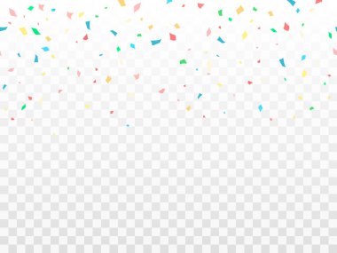 Yatay Dikişsiz desen renkli konfeti. Karnaval parlak konfeti doğum günü kutlama, festival ve adil dekorasyon için. Vektör