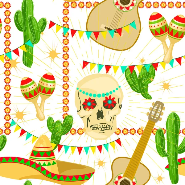 Cinco de Mayo mexikói ünnepi varrat nélküli minta — Stock Vector