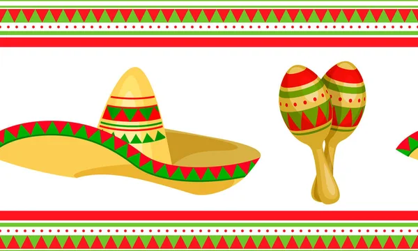 Cinco de Mayo mexikói ünnepi varrat nélküli minta — Stock Vector