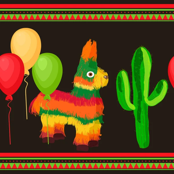 シンコ・デ・マヨメキシコのお祝いのシームレスなパターン — ストックベクタ
