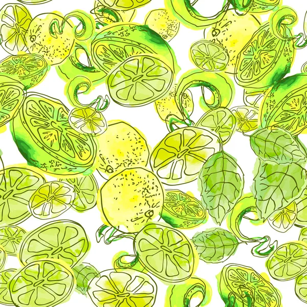 Fond sans couture citron fruit — Image vectorielle