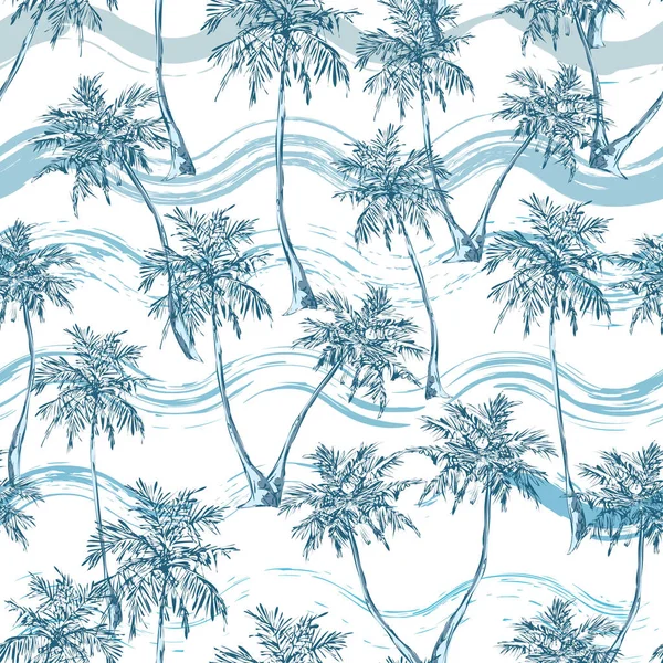 Palmeras tropicales patrón inconsútil — Vector de stock