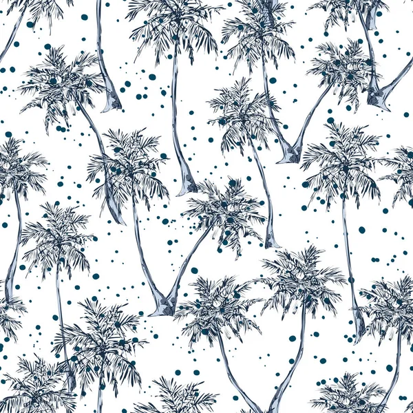 Tropische palm bomen naadloze patroon — Stockvector