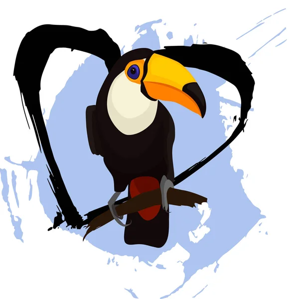 Toucan en un fondo abstracto — Vector de stock