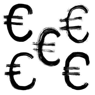 Mürekkep çizilen Euro sembolleri kümesi