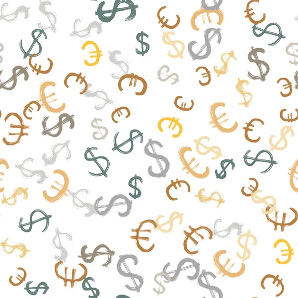 Fundo sem costura com símbolos de dólar e euro — Vetor de Stock