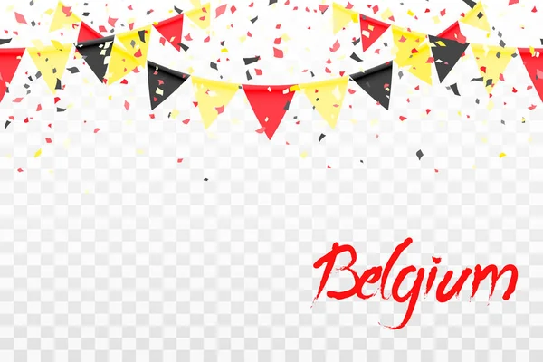 Pola bendera Belgia yang mulus, confetti - Stok Vektor