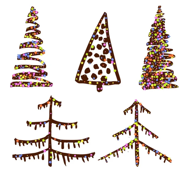 Arbres de Noël chocolat aux grains sucrés — Image vectorielle