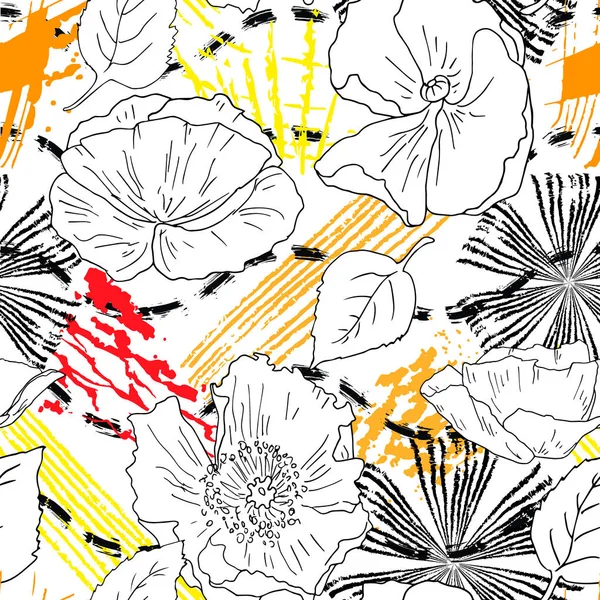 Abstrakte Blumen nahtloses Muster — Stockvektor
