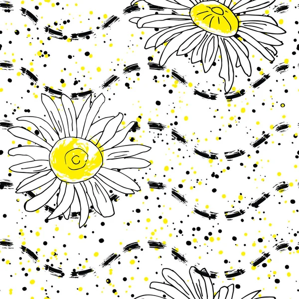 Abstrakte Blumen von Hand gezeichnet nahtlose Muster. — Stockvektor