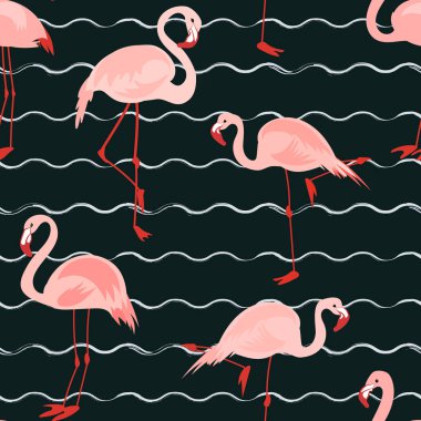 Pembe flamingo ile Seamless Modeli