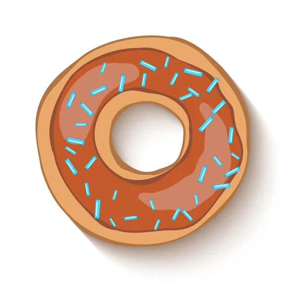 Donut med choklad isbildning och söta korn — Stock vektor