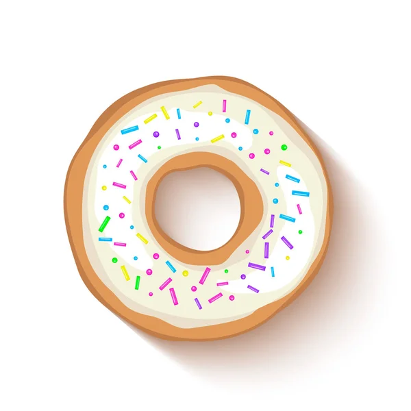 Donut with white Icing and Sweet Grains — Stock Vector