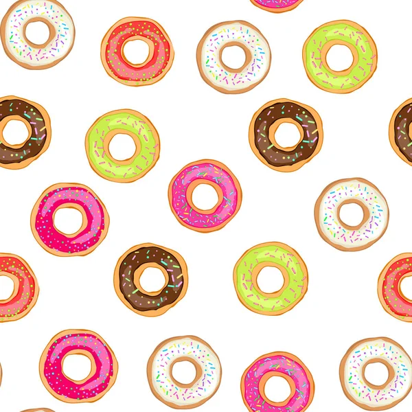 Donuts padrão sem costura com creme, grãos —  Vetores de Stock