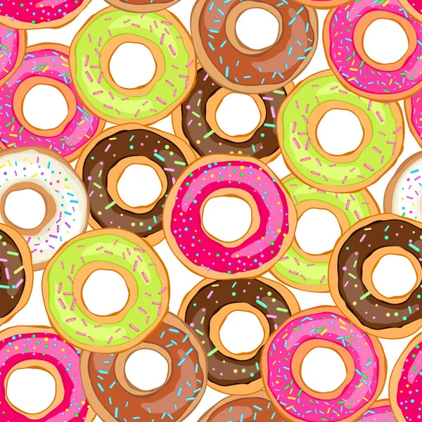 Donuts sans couture avec crème, grains — Image vectorielle