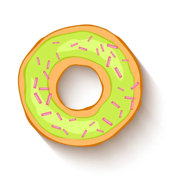 Donut avec glaçage vert et céréales douces — Image vectorielle