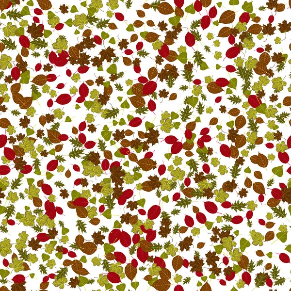 Patrón inconsútil de hojas coloridas de árboles — Archivo Imágenes Vectoriales