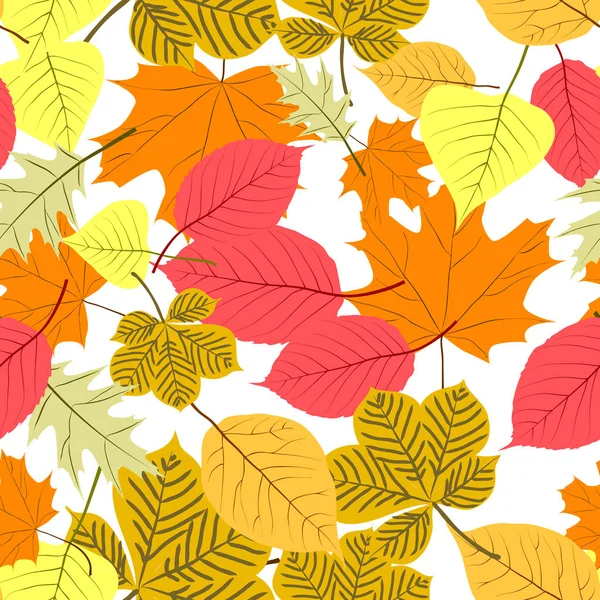 Modèle sans couture de feuilles colorées d'arbres — Image vectorielle