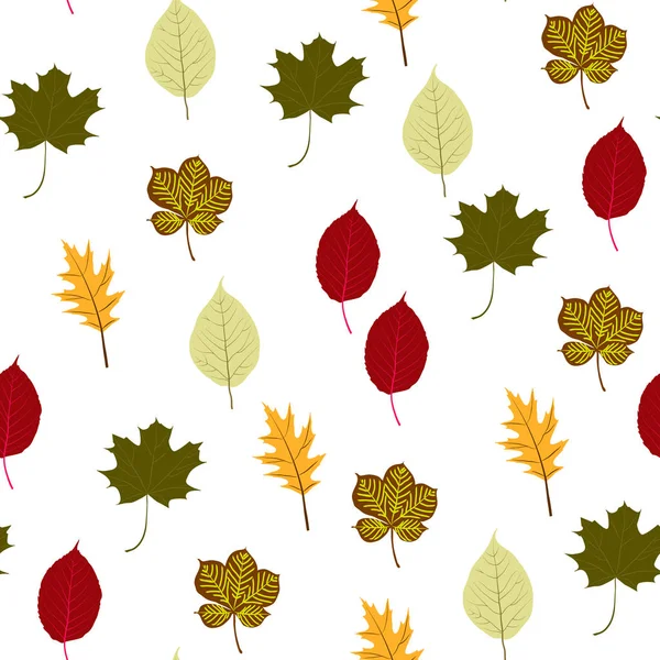 五颜六色的树叶的无缝图案 — 图库矢量图片