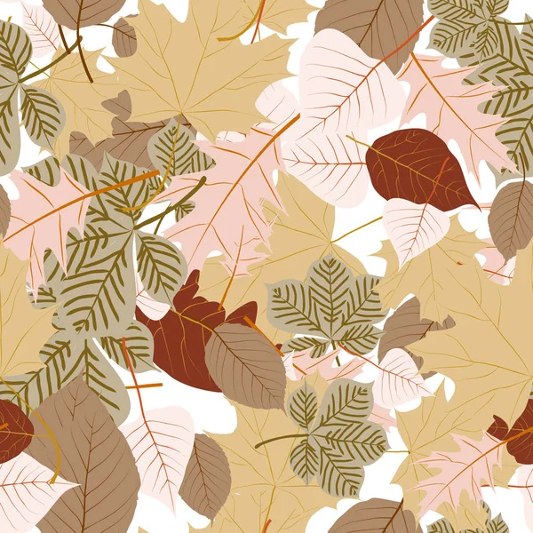 Naadloos patroon van kleurrijke bladeren van bomen — Stockvector