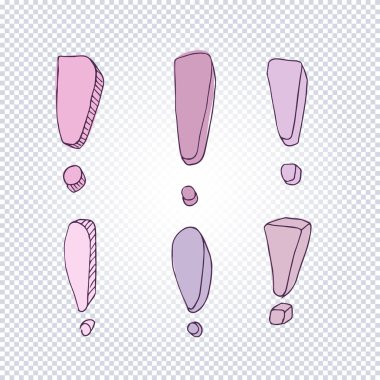 Elle çizilmiş karalama ünlem işaretleri seti