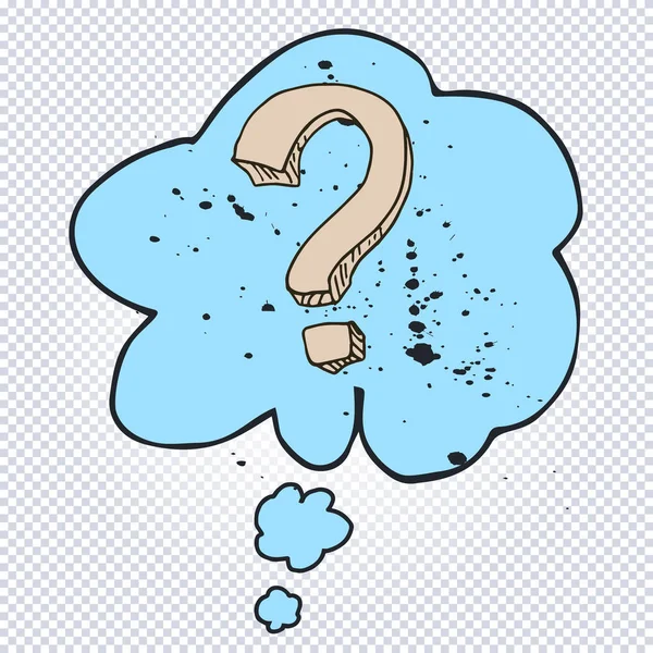 Punto interrogativo cartone animato con bolla di pensiero — Vettoriale Stock