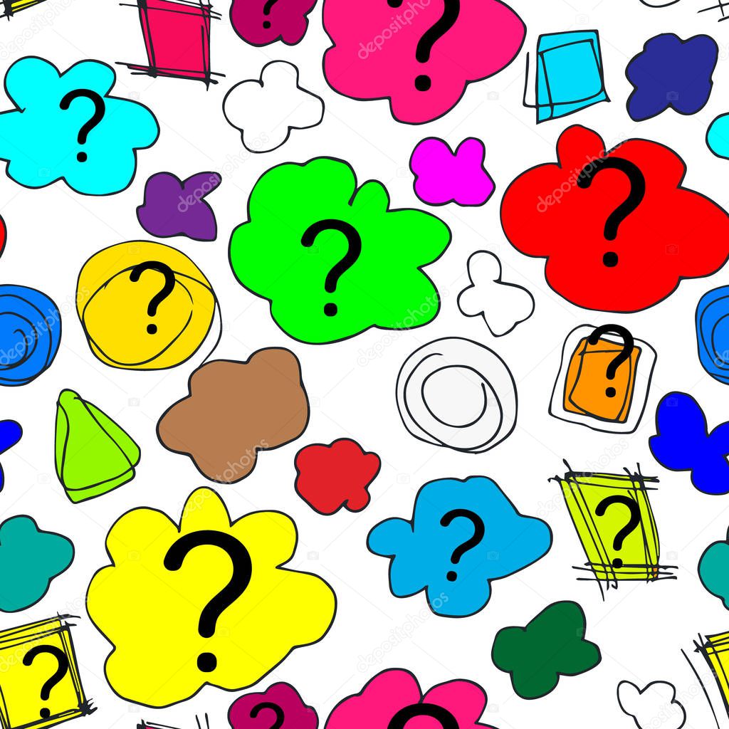 Seamless pattern questions marks with thought bubble