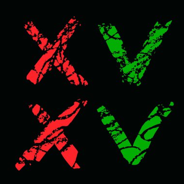 İşaret öğelerini kontrol et ve çapraz işaret elemanları