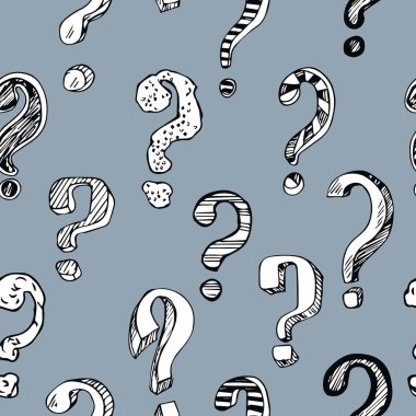 Dikişsiz desen doodle soru işaretleri seti
