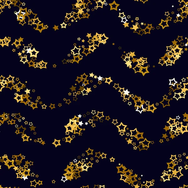 Zökkenőmentes minta Arany csillagok konfetti — Stock Vector