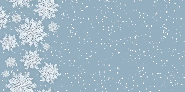 Fondo de invierno horizontal sin costuras con copos de nieve — Vector de stock