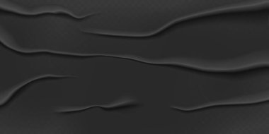 Siyah kötü yapıştırılmış kağıt. Buruşuk desenli, buruşuk kâğıt çarşaf. Tasarım web sayfası geçmişi ve posterler için mükemmel. Gerçekçi vektör illüstrasyonu