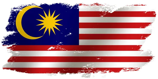 Гранж Макіяж Національним Прапором Малайзії Прапор Малайзії Честь Святкування Харі — стоковий вектор