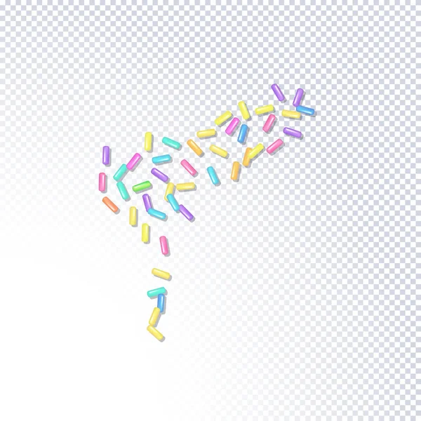 デザートの粒を振りかける 白を基調としたリアルなカラフルな甘い粒を持つ抽象的なパターン 休日のデザイン パーティー 誕生日 招待状のためのデザイン ベクトル3D甘いコンフェッティ — ストックベクタ
