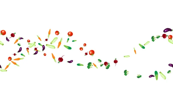 Patrón Sin Costura Vectorial Con Coloridas Verduras Ecológicas Sabrosas Comida — Vector de stock