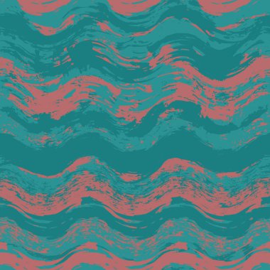 Suluboya dalgalı şeritler beyaza izole edilmiş. Tekstil baskısı için kusursuz desenli çizgili masa örtüsü. Pis mürekkep basit, sonsuz dokuyu karalar. Ambalaj tasarımı, web sitesi ya da başka bir şey için mükemmel. Vektör