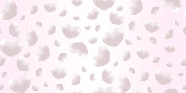 Roze Vliegende Parel Harten Liefde Passie Naadloze Achtergrond Realistische Confetti — Stockvector