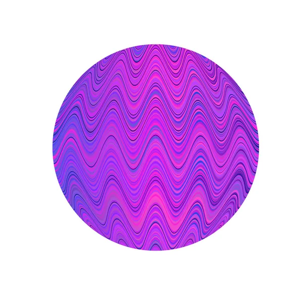 Forma Geometrica Circolare Con Strisce Orizzontali Ondulate Azzurre Rosa Modello — Vettoriale Stock