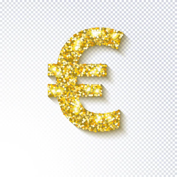 Zářivá Zlatá Ikona Měny Eura Izolovaná Průhledném Pozadí Euro Evropské — Stockový vektor