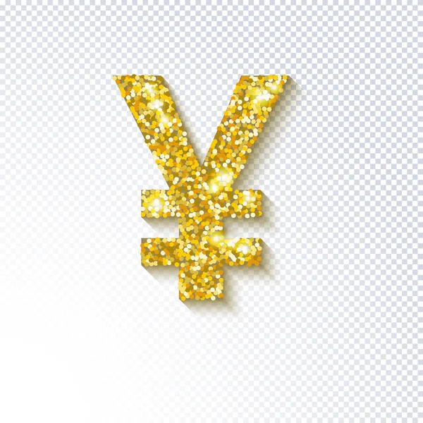 Icono Dorado Brillante Moneda Del Yen Japonés Aislado Transparente Yen — Vector de stock