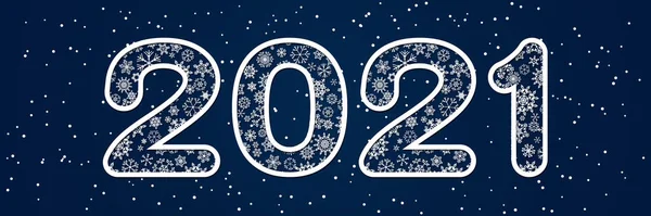 2021 Buon Anno Fiocchi Neve Sfondo Modello Carta Stile Artigianale — Vettoriale Stock