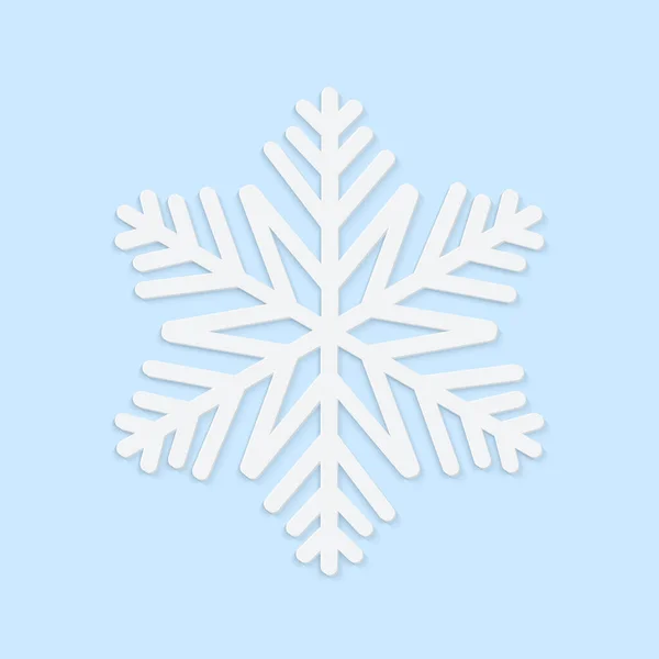 Realistic Paper White Volumetric Snowflake Blue Winter Season Decoration Symbol — Stock Vector