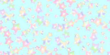 Tanecikli yıldız şeklinde gerçekçi serpin. Kusursuz desenli mavi üzerine izole edilmiş tatlı tanecikleri serpiştirilmiş. Tatil tasarımları için tasarım, parti, doğum günü, davetiye. Vektör 3d tatlı konfeti