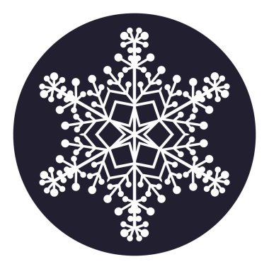Kar Tanesi simgesi şablonu. Posterler için, Noel partisi için davetiyeler için, mevsimlik duvar kağıtları için, kış arkaplanı için, web tasarımı için, lazer kesimi için, entrikacı kesimi için. Vektör
