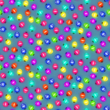 Kusursuz desenli Noel ışıkları. Yılbaşı süslemelerinin yılbaşı ışıkları parlıyor. Mavi arka planda izole edilmiş dekoratif Xmas gerçekçi nesneleri. Vektör illüstrasyonu